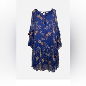 Free People Blue Floral Long Sleeve Dress